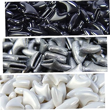 zetpo 60 pcs Cat Nail Caps Cat Claw Covers with Adhesives and Applicators L Black Silver White