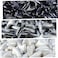 zetpo 60 pcs Cat Nail Caps Cat Claw Covers with Adhesives and Applicators L Black Silver White