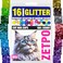 zetpo Glitter Cat Nail Caps Cat Claw Covers with Adhesives and Applicators 16x Glitter 160 pcs XS