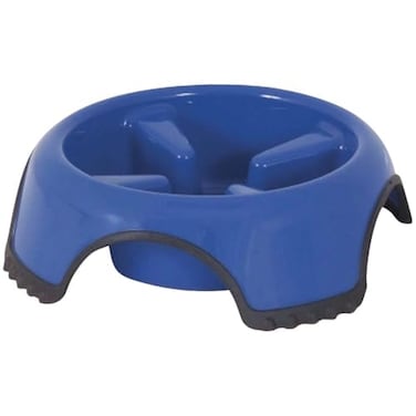 Petmate JW Skid Stop Slow Feed Bowl Blue Large 23496