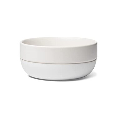 Waggo Ceramic Cling Dog Bowl with Rubber Bottom for Small and Large Breeds Heavyweight Bowl with AntiSkid Non Slip Rubber Bottom Dishwasher Safe Small White