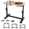 HTB Elevated Dog Bowls Adjustable Pet Bowl Stand MetalBamboo 112 to 16 Tall
