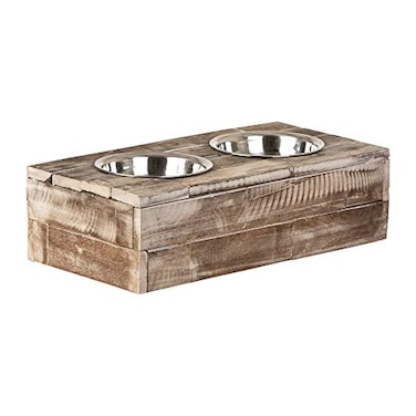 Huntley Equestrian Huntley Pet Elevated Dog Cat Double Bowl Feeder Stainless Steel Bowls Berjen Small