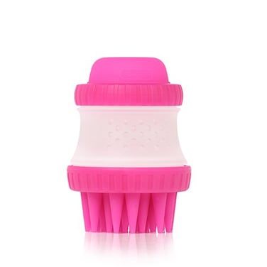Dexas ScrubBuster Silicone Dog Washing Brush with Builtin Shampoo Reservoir Pink