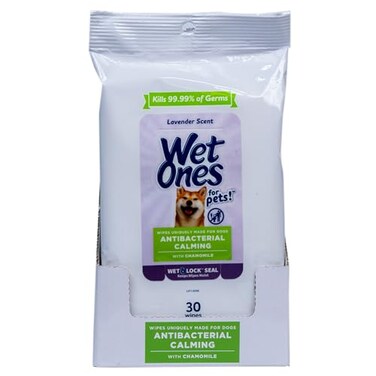 Wet Ones for Pets Antibacterial Calming Dog Wipes with Chamomile and Lavender Scent Kills 9999 of Germs Durable Disposable Paw Wipes for Pets 30 Count