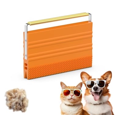 SAMFAT Mini Pet Hair Remover 2025 Reusable Carpet Rake Fur Scraper for Furniture Car Interior Hair Remover Brush for Bed Couch Home Surfaces Orange