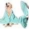 Patas Lague Absorbent Dog Towel for Drying Dogs Large 35x15 Extra Large Microfiber Quick Drying Pet Bath Towel with Hand Pockets Machine Washable Pet Shammy Aqua