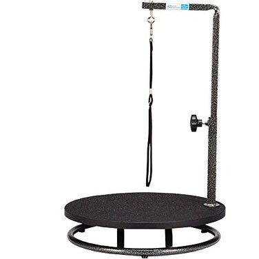 Master Equipment Pet Edge Round Pet Grooming Table Rotatable Black 18 Diameter Grooming Table Perfect for Small Dogs