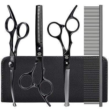 GLADOG Dog Grooming Scissors Kit with Safety Round Tips Professional 5 in 1 Grooming Scissors for Dogs