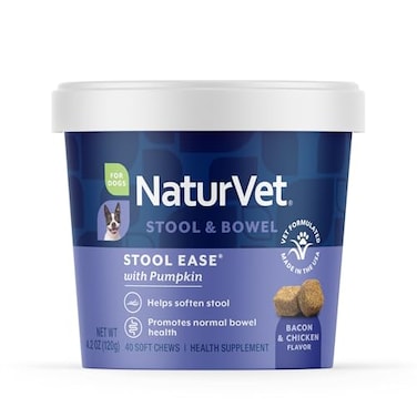 NaturVet Stool Ease for Dogs 40 Soft Chews Helps Maintain Regular Bowel Movements Enhanced with Sugar Beet Pulp Flaxseed Psyllium Husk 40 Day Supply