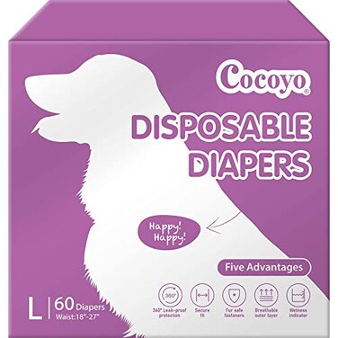 COCOYO Disposable Female Dog Diapers Super Absorbent Breathable Wetness Indicator Large 60 Count