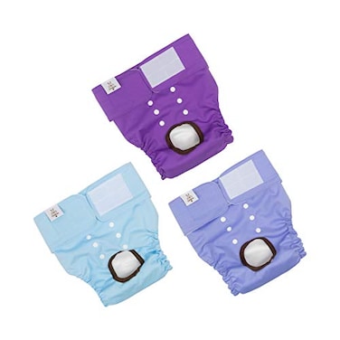 CuteBone Dog Diapers Female Washable Small Medium Large 3 Pack Reusable Doggie Diapers Puppy Period Pants for Doggy Heat Cycle Peeing