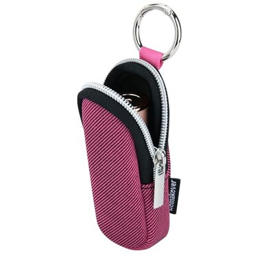 Homakover Portable Lip Balm Organizer Case with Keychain Travel Chapstick Holder Storage Bag Waterproof Small Cosmetic Organizer AntiLost Lipstick Lip Gloss Sleeve Pouch Keeper Case Rose Red Large