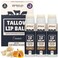 Natrulo Beef Tallow Lip Balm Natural Tallow Beeswax Chapstick Hydrating Moisturizer Grass Fed Bison Tallow Balm Lip Care Soothes Chapped Dry Lips Sensitive Skin Long Lasting Vitamin Rich USAMade 3Pk