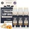 Natrulo Beef Tallow Lip Balm Natural Tallow Beeswax Chapstick Hydrating Moisturizer Grass Fed Bison Tallow Balm Lip Care Soothes Chapped Dry Lips Sensitive Skin Long Lasting Vitamin Rich USAMade 3Pk