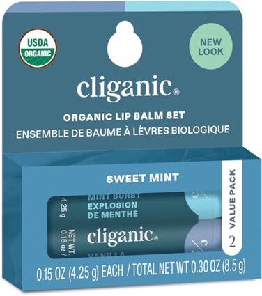 Cliganic Organic Lip Balm 2 pack Sweet Mint