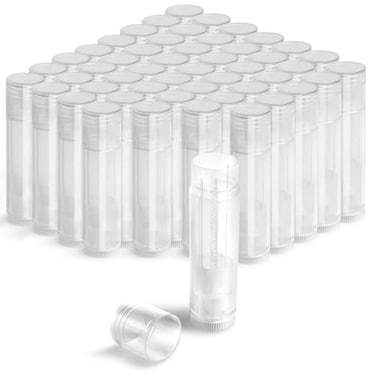 JuLand 50 Packs Empty Lip Balm Tubes 55ml Refillable Round Lipstick Containers and BPA Free LeakFree Lip Balm Empty Containers for DIY Clear