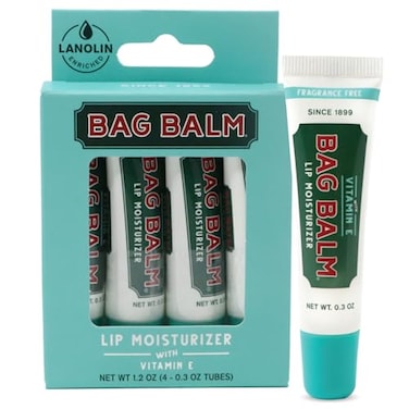 Bag Balm Vermonts Original Fragrance Free Lip Balm with Vitamin E Pack of 4 03oz Tubes