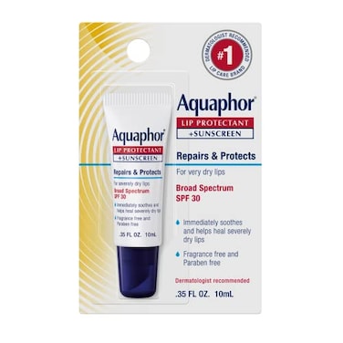 Aquaphor Lip Protectant and Sunscreen Ointment Broad Spectrum SPF 30 Relieves Chapped Lips 35 fl Oz Tube