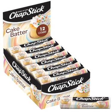 ChapStick Bulk Lip Balm Cake Batter 12Pack Delicious Sweet Lip Moisturizer for Dry Lips Birthday Gifts Stocking Stuffers 015 Oz Ea