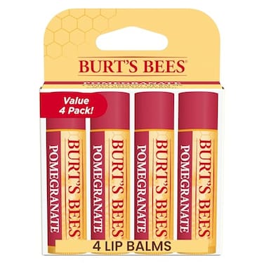 Burt's Bees Burts Bees Lip Balm Pomegranate Lip Moisturizer With Responsibly Sourced Beeswax TintFree Natural Origin Conditioning Treatment 4 Tubes 015 oz