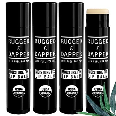RUGGED & RUGGED DAPPER Lip Balm for Men Natural Ingredients 4 Pack Hydrating Mens Chapstick