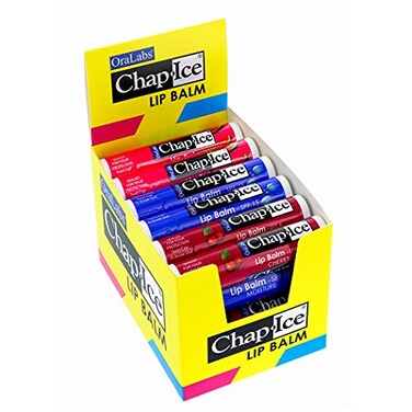 CHAP-ICE ChapIce Premium and Traditional Lip Balm for Chapped Dry or Windburned Lips 3 Flavor Assorted SPF15 Cherry Moisture Watermelon 24 Sticks 015oz425g