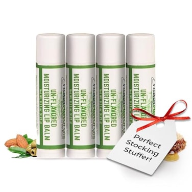 RaGaNaturals Natural Unscented Lip Balm Original Beeswax Shea Butter Jojoba Oil Vitamin E Unflavored Chapstick Smooth Hydrating Moisturize Dry Cracked Lips Gift Made in USA 4 Pack