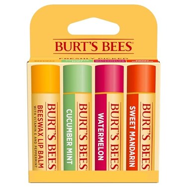 Burt's Bees Burts Bees Lip Balm Original Beeswax Cucumber Mint Watermelon Sweet Mandarin With Responsibly Sourced Beeswax TintFree Natural Origin Treatment 4 Tubes 015 oz