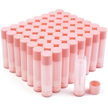 LotFancy Lip Balm Tubes Empty 50PCS 55ml 316 Oz Clear Lip Balm Container Tubes with Pink Caps BPA Free Leak Free Refillable