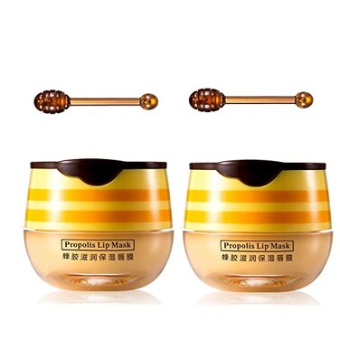 Axnzp 2 Pcs Lip Balm Honey PotHoney Propolis Lip Mask Hydrating Prevention Dry and Cracked Lip Scrubs Exfoliator