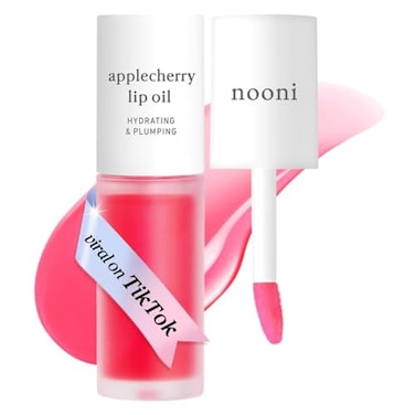 NOONI Korean Lip Oil Applecherry LongLasting Moisturizing Plumping Revitalizing for Dry Lips Waterproof No Peel Off Hydrating Lip Stain Stocking Stuffers Trendy Stuff 012 FL Oz