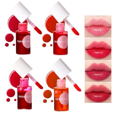 Bekoeen 4PCS Lip Tint Stain SetMini Liquid Water TintKorean Lip Gloss Moisturizing NaturalLong Lasting WaterproofMultiUse Lip and Cheek Tint