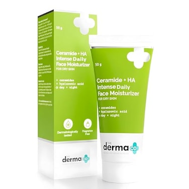 The Derma Co Ceramide HA Daily Face Moisturizer LongLasting Hydration Moisture support FragranceFree Lightweight Face Cream 176 Oz50g