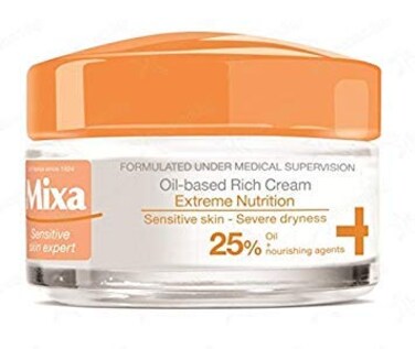 Mixa Extreme Nutrition cream enriched with 25 evening primrose oil and nourishing agents for drysensitive skin 50ml
