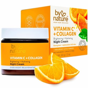 By Nature Face Night Cream Vitamin C Collagen PM Moisturizing Facial Lotion for Women 2 Oz
