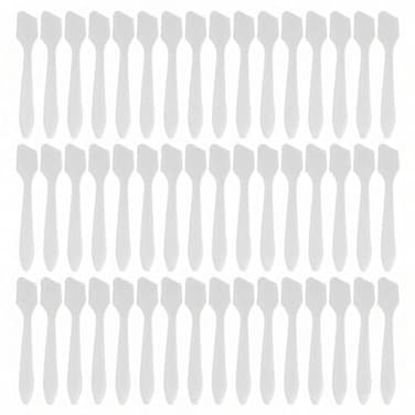 ASTRQLE 100 Pcs 32 Inch Mini Cosmetic Spatulas Disposable Plastic Frosted Clear Makeup Spatula for Facial Skincare Face Mask