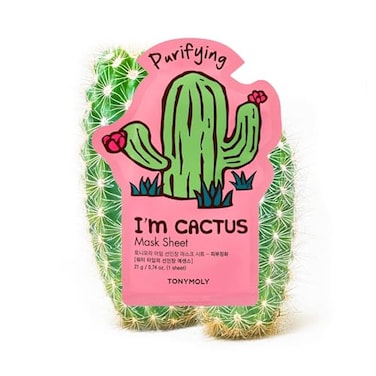 TONYMOLY Im Cactus Sheet Mask Korean Hydrating Moisturizing Face Mask with Vitamin Infused Prickly Pear Extract Soothes Purifies Skin