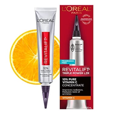 L'Oreal Paris LOreal Paris Revitalift 10 Pure Vitamin C Face Serum for Brighter Skin Reduced Wrinkles Fragrance Free 1 0z