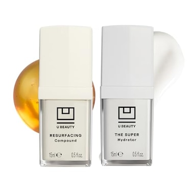 U Beauty The Duo Resurfacing Compound SUPER Hydrator Set Vitamin C E Retinol Hyaluronic Acid Moisturizing Face Serum Duo for Smooth Hydrated and Softer Skin Set of 2 05 fl oz