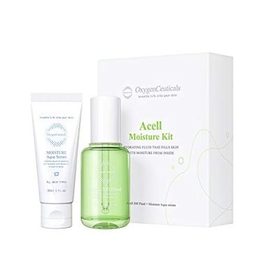 OxygenCeuticals Acell Moisture Kit Acell300 Fluid 30ml Moisture Aqua Serum 30ml Lightweight Hydrating Ampoule Serum Duo for Moisture Balance Sensitive Skin