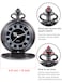 Hicarer Mens Quartz Pocket Watch with Black Dial and Chain Black Quartz Movement
