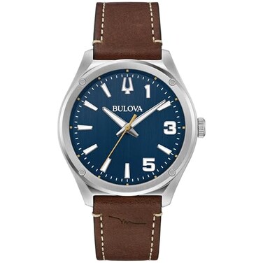 Bulova Marc Anthony Sport Strap Quartz Watch Stainless Steel Sapphire Crystal Blue and Brown