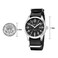 GOLDEN HOUR Mens Nylon SlipThru Strap Watch with Military Time Easy Read Dial Glowing Hands in Silver Black