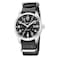GOLDEN HOUR Mens Nylon SlipThru Strap Watch with Military Time Easy Read Dial Glowing Hands in Silver Black