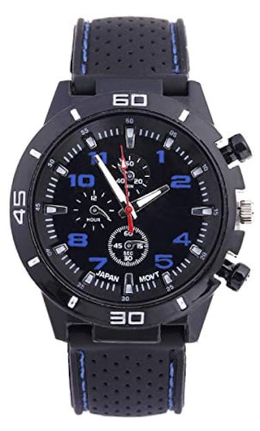 LsvtrUS Mens GT Racer Sport Watch Military Pilot Aviator Army Style Black Silicone Mens Watch