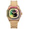 RAINTEN R9011A Mens Automatic Watch Colorful Graffiti Dial Square Case Multicolor Zircon Bezel Real Diamond Accent Steel Strap with 168 Zircon Stones