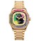RAINTEN R9011A Mens Automatic Watch Colorful Graffiti Dial Square Case Multicolor Zircon Bezel Real Diamond Accent Steel Strap with 168 Zircon Stones