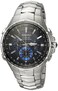SEIKO Solar Chronograph Watch Coutura Collection Stainless Steel Black Dial Lumibrite Hands Markers Date Calendar