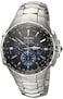 SEIKO Solar Chronograph Watch Coutura Collection Stainless Steel Black Dial Lumibrite Hands Markers Date Calendar